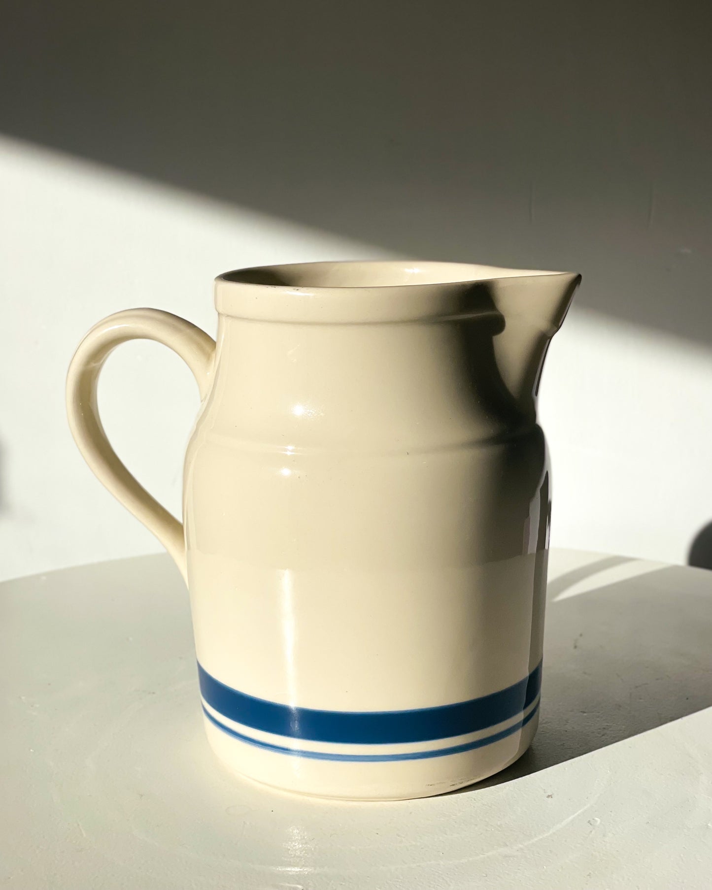 Vintage Blue Striped Pitcher
