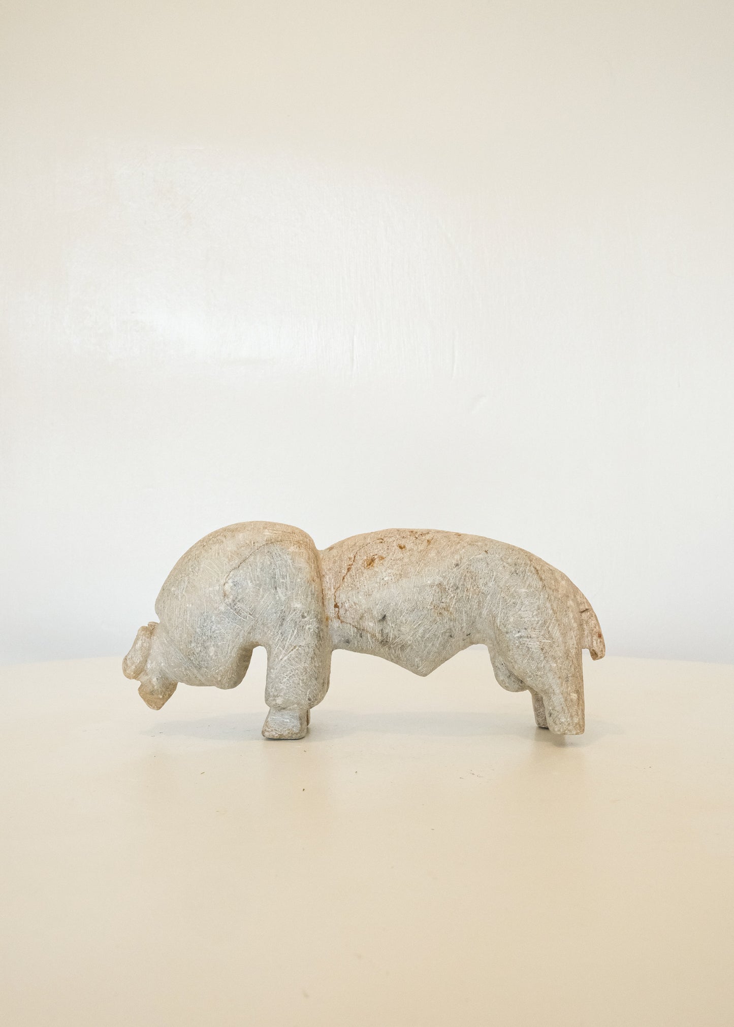 Hand-carved Stone Buffalo Sculpture