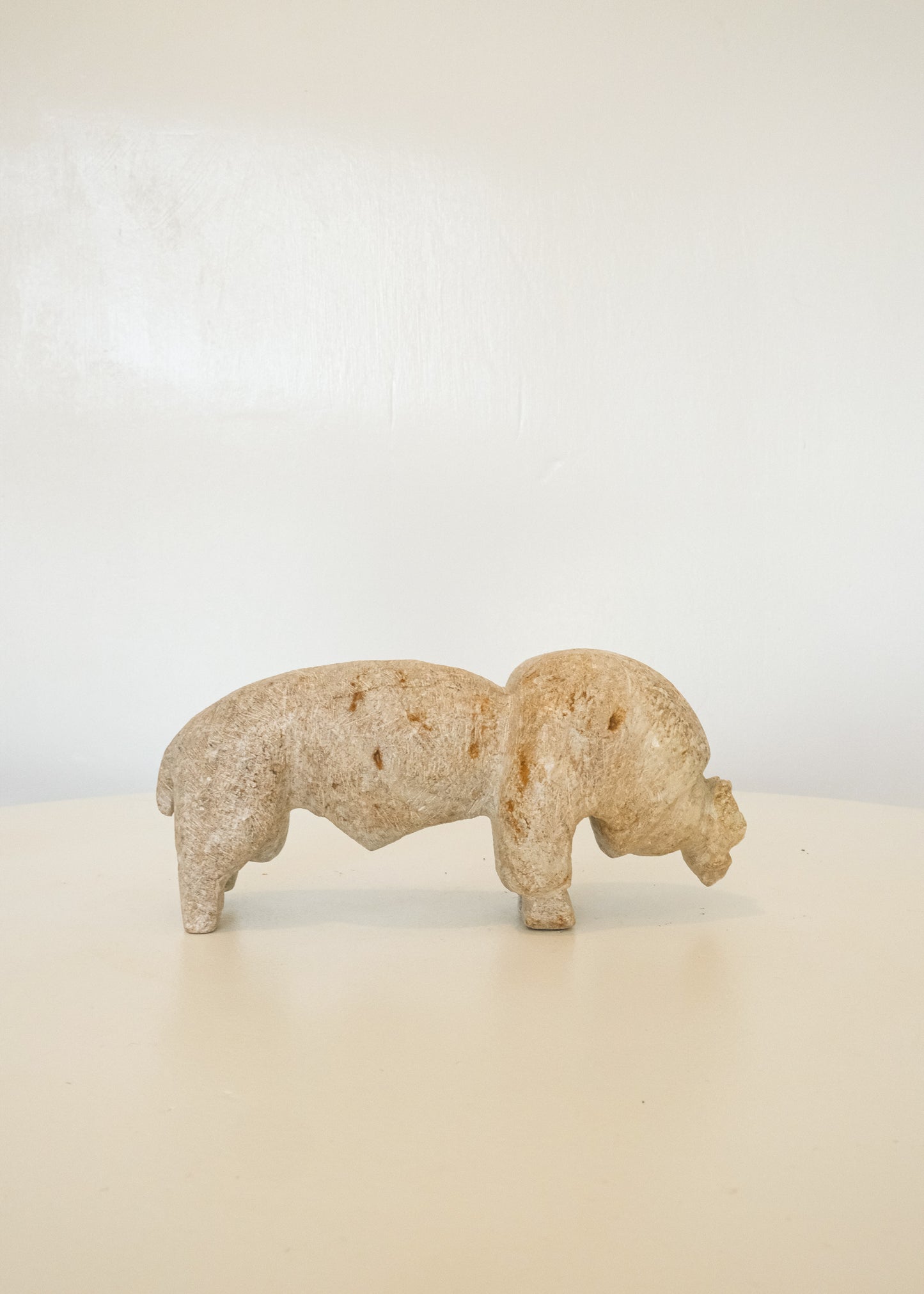 Hand-carved Stone Buffalo Sculpture