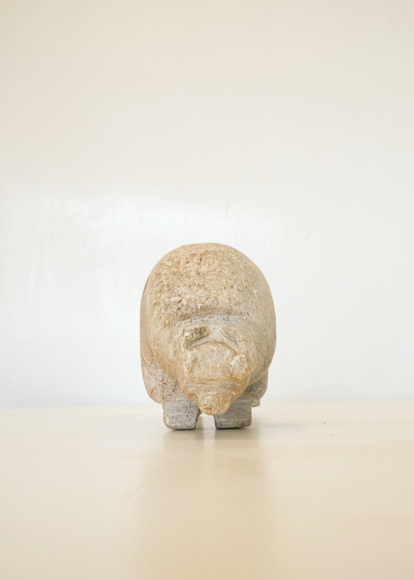Hand-carved Stone Buffalo Sculpture