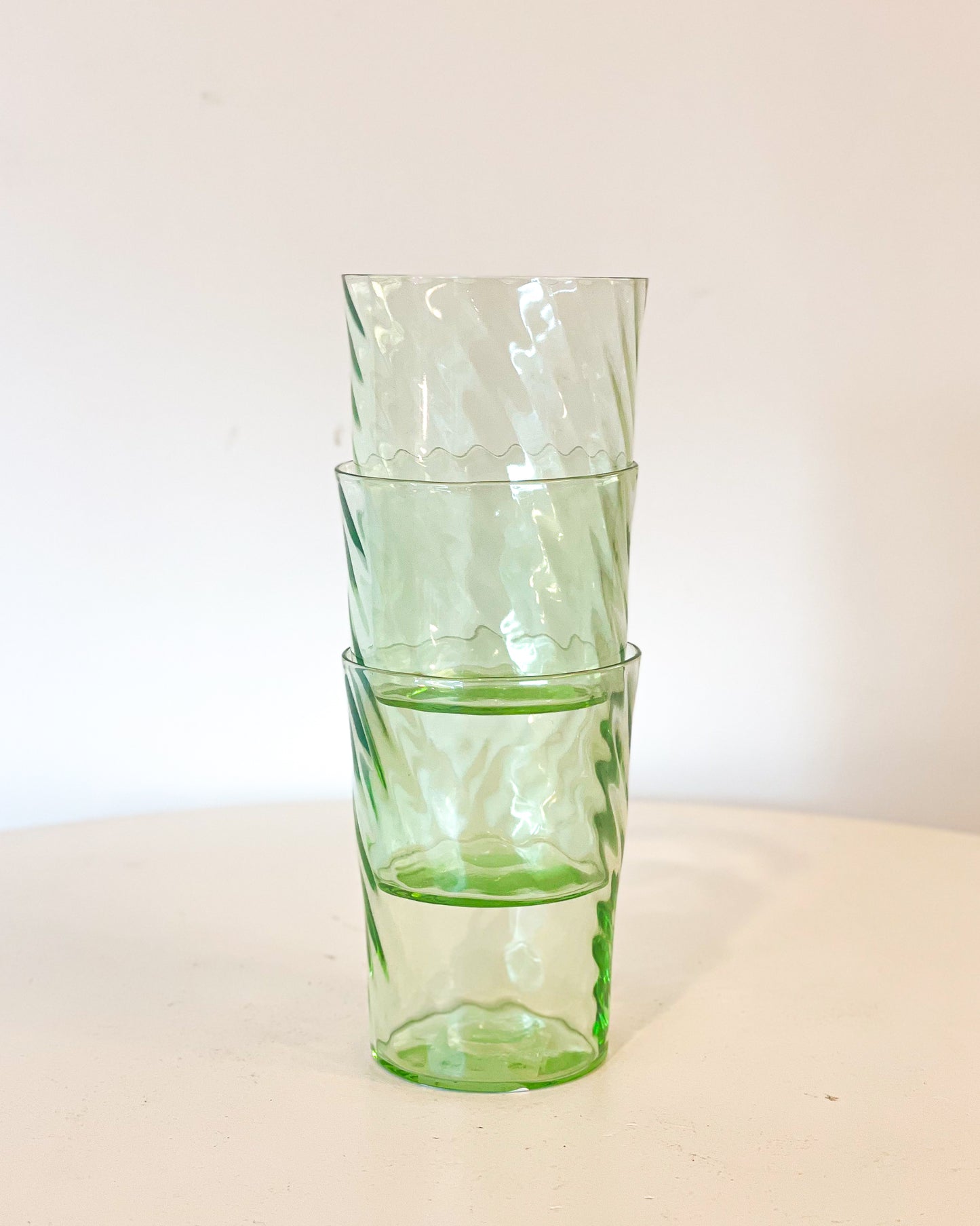 Green Ripple Drinking Glasses (set of 3)