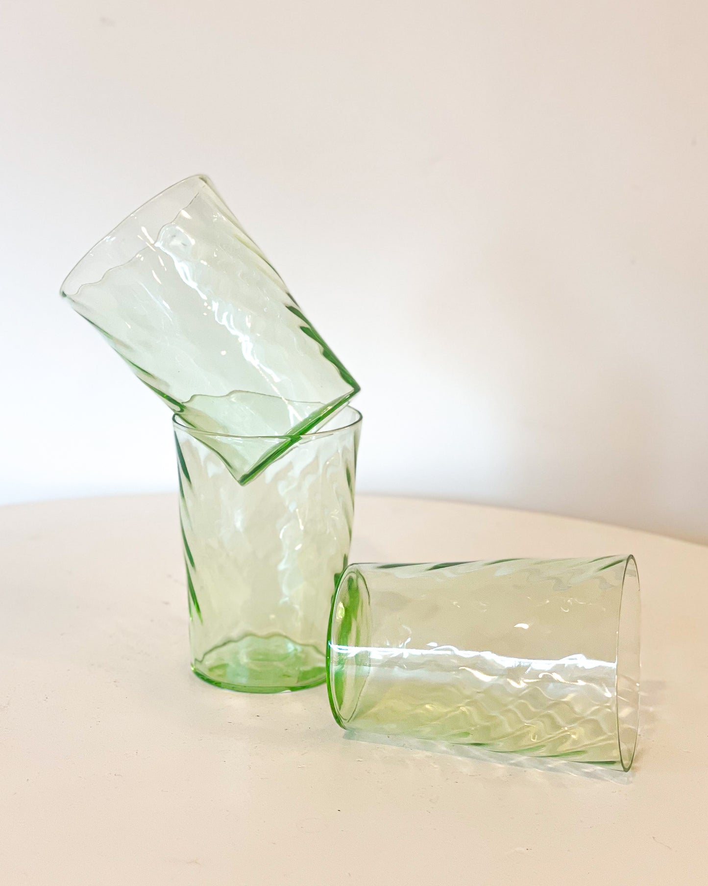 Green Ripple Drinking Glasses (set of 3)