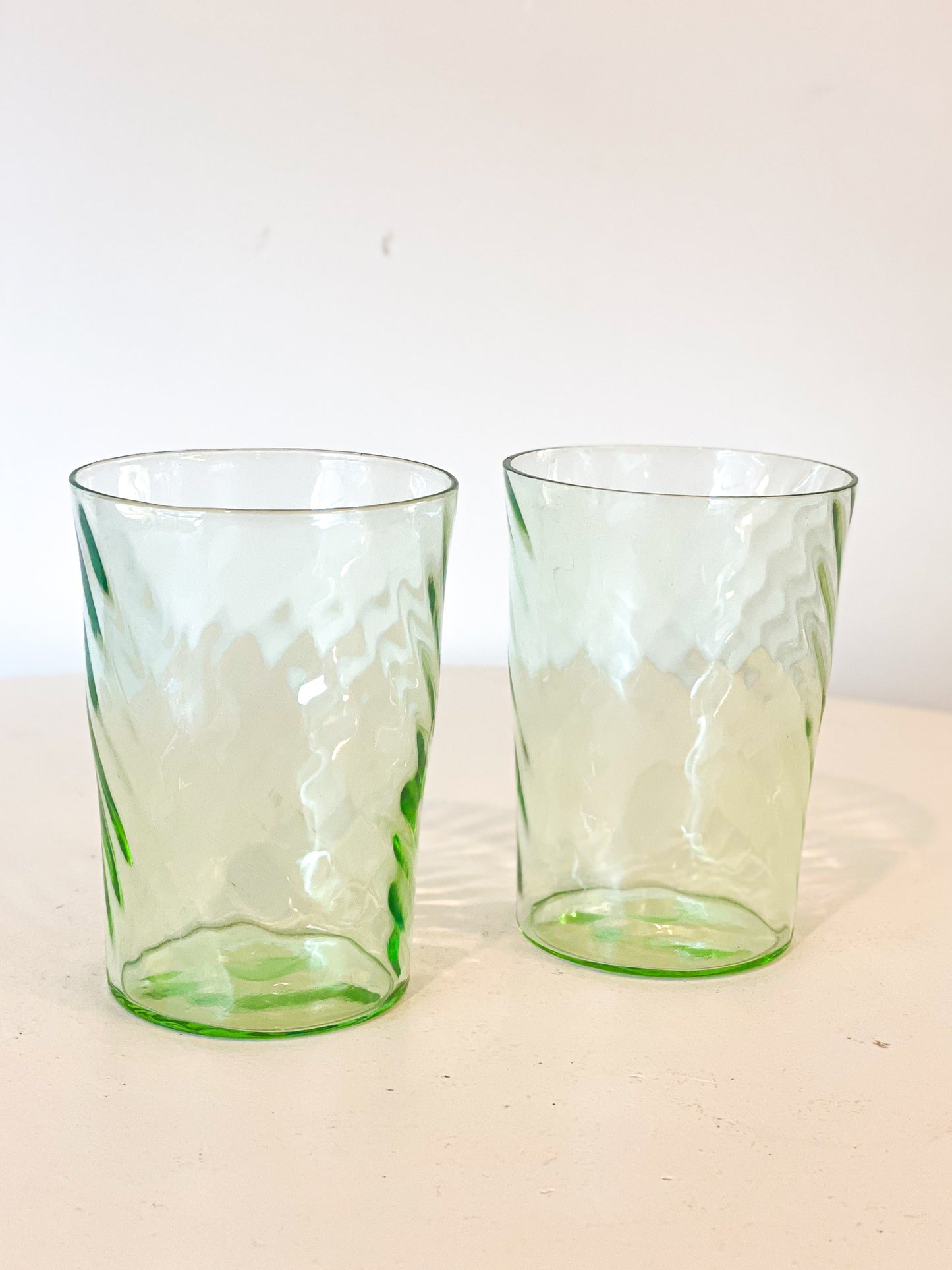 Green Ripple Drinking Glasses (set of 3)