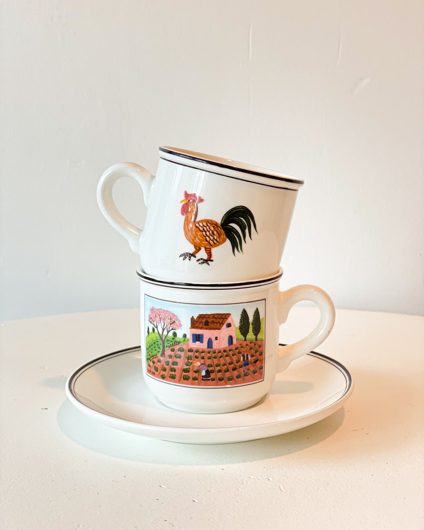 Rooster Teacups & Saucers (set of 5)