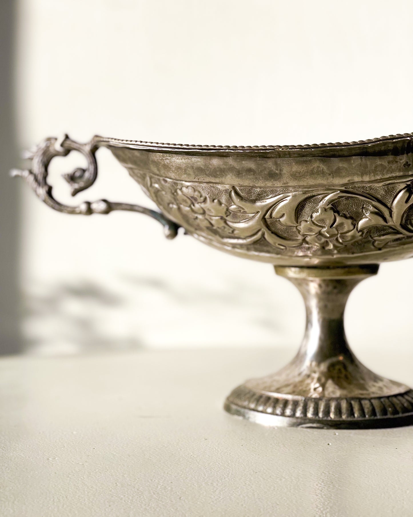Ornate Silver Pedestal Bowl