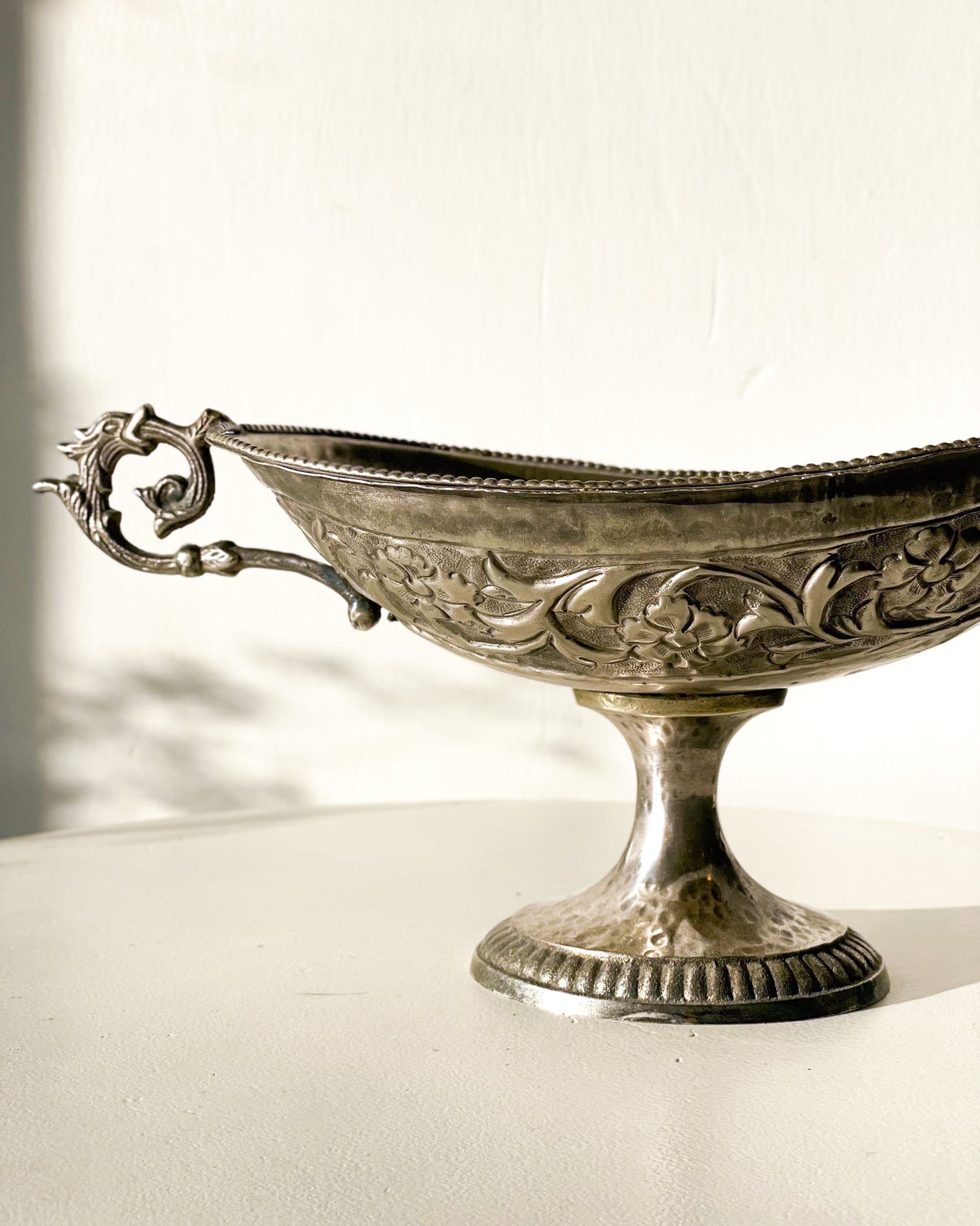 Ornate Silver Pedestal Bowl