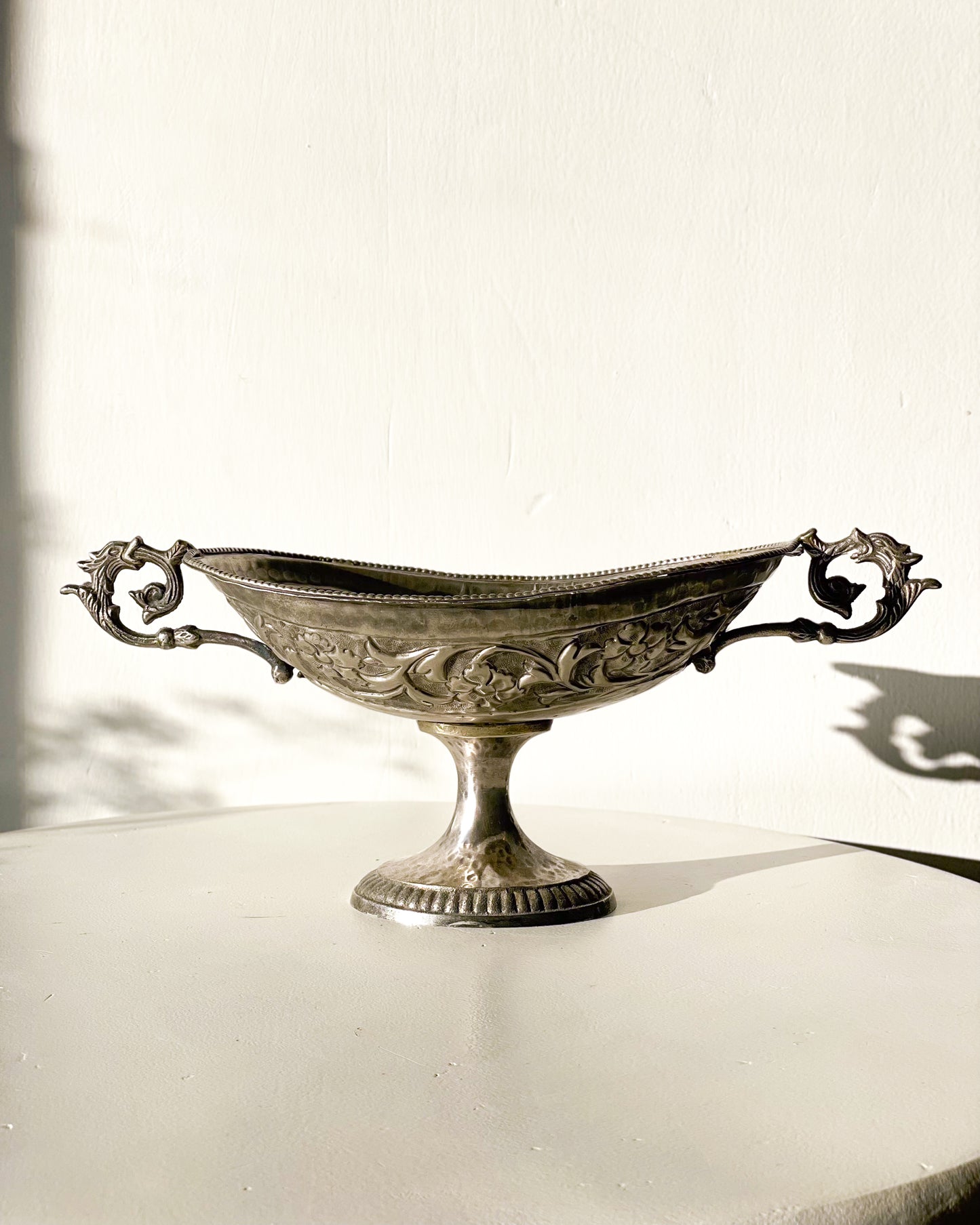 Ornate Silver Pedestal Bowl