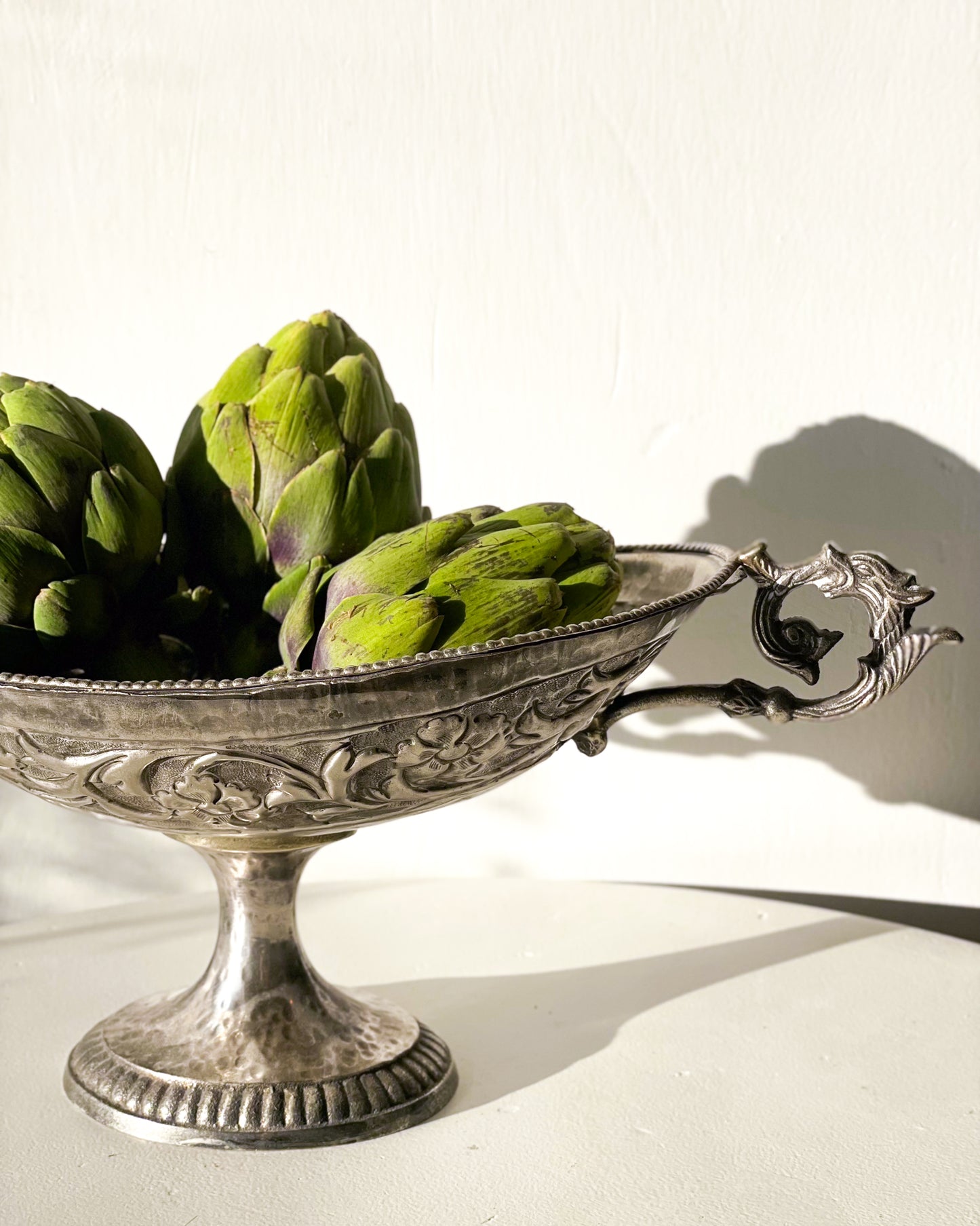 Ornate Silver Pedestal Bowl