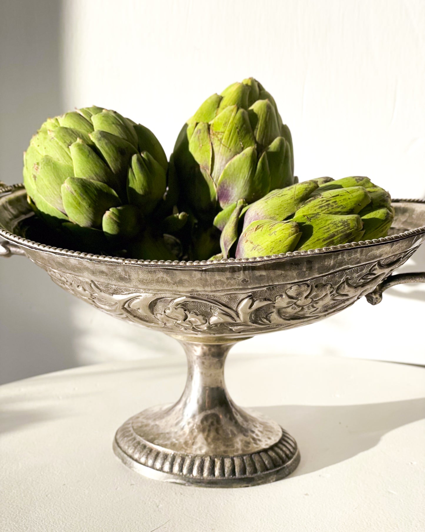 Ornate Silver Pedestal Bowl