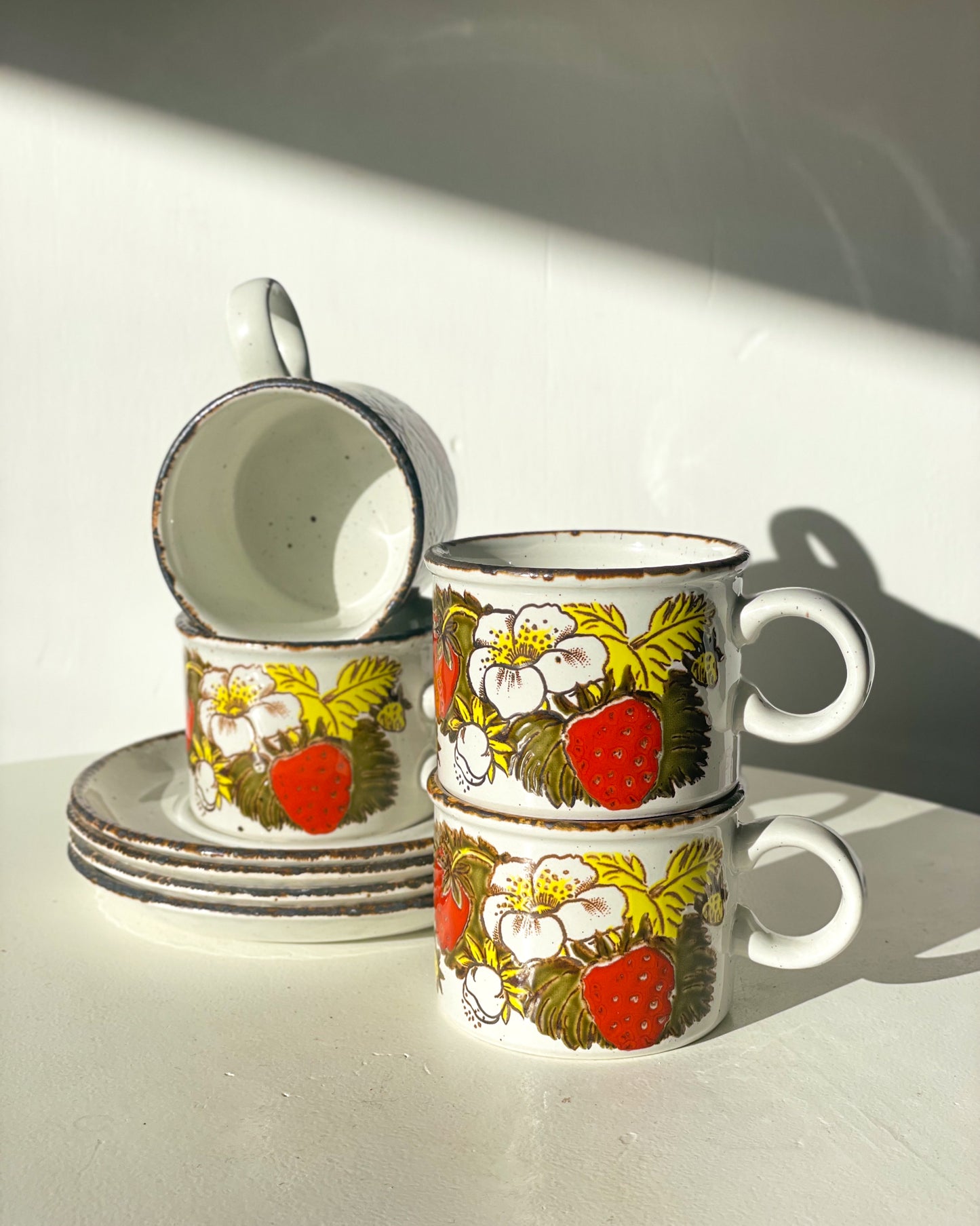 Strawberry Cups & Saucers (set of 4)