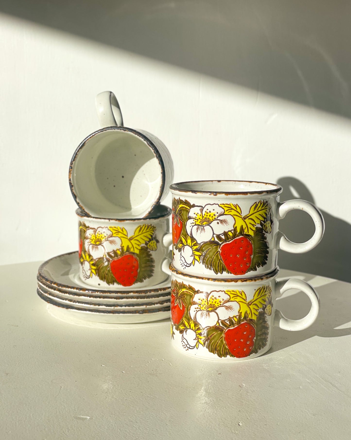 Strawberry Cups & Saucers (set of 4)