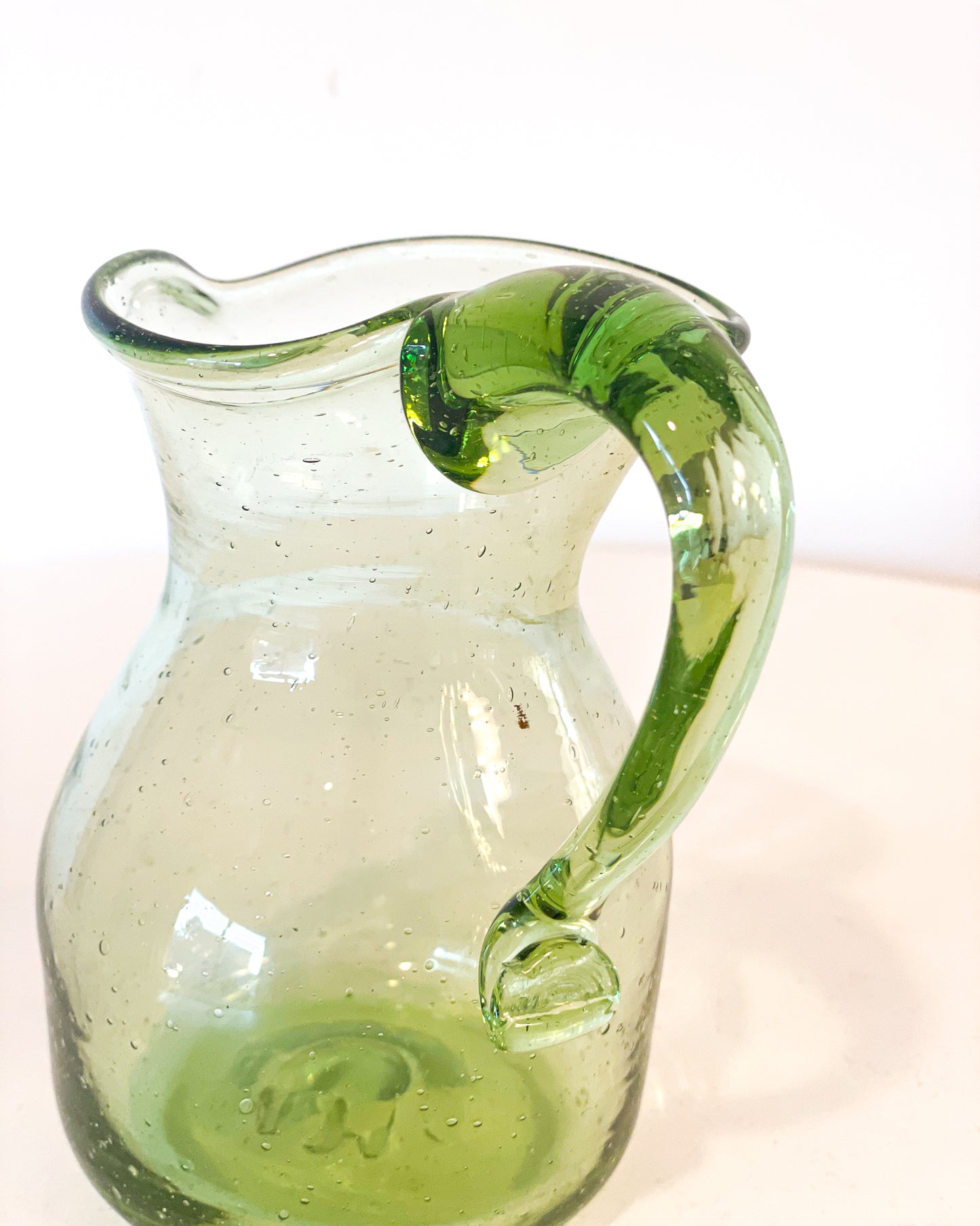 Green Handblown Pitcher