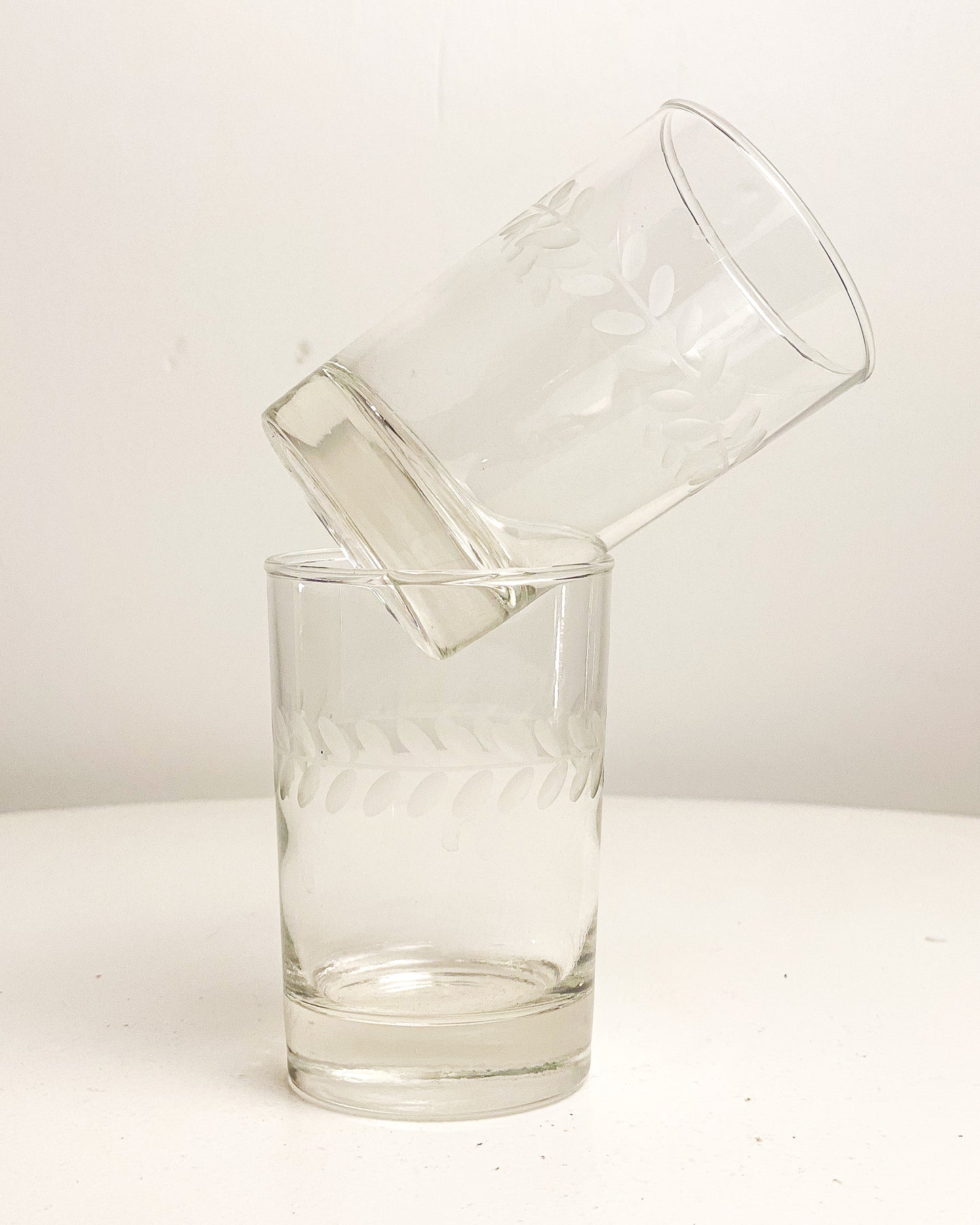 Etched Aperitif Glasses (set of 2) 2 sets available