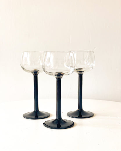 French Black Stem Aperitif Glasses (10 available)