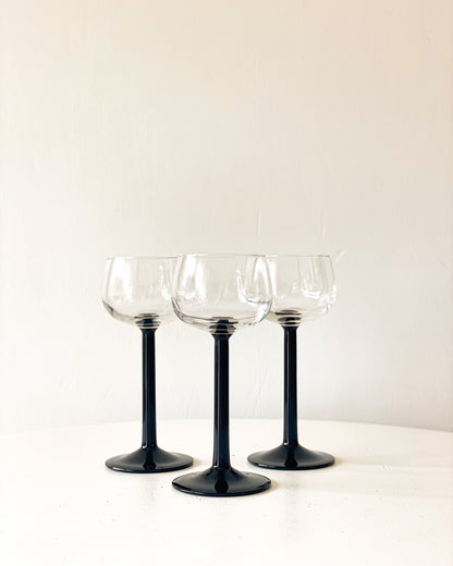 French Black Stem Aperitif Glasses (10 available)