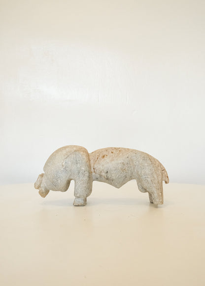 Hand-carved Stone Buffalo Sculpture