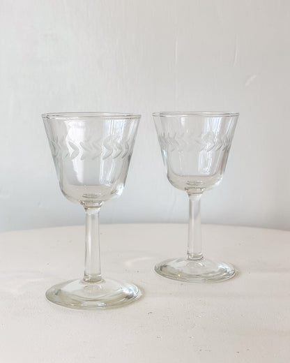 Etched Apertif Glasses (Set of 2)