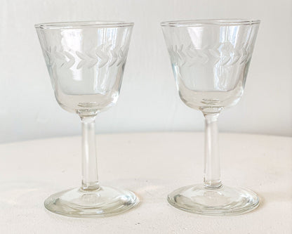 Etched Apertif Glasses (Set of 2)