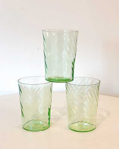 Green Ripple Drinking Glasses (set of 3)