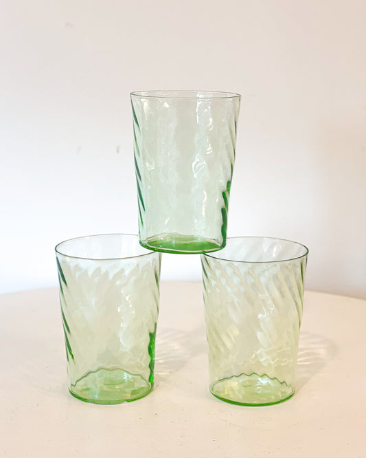 Green Ripple Drinking Glasses (set of 3)
