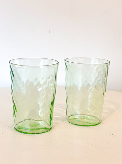 Green Ripple Drinking Glasses (set of 3)