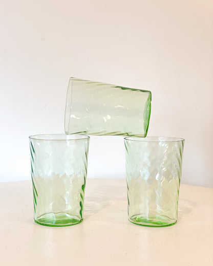 Green Ripple Drinking Glasses (set of 3)