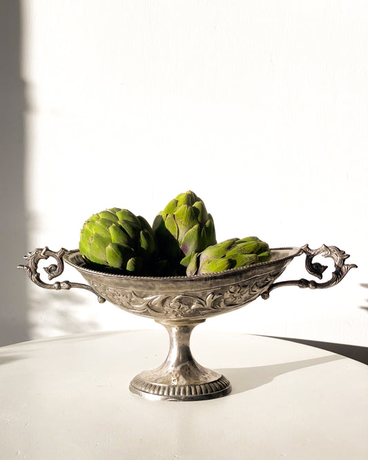 Ornate Silver Pedestal Bowl